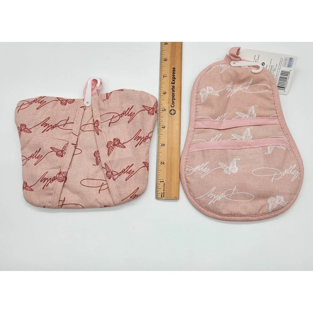 Dolly Parton From My Heart Pot Holder‎ Set Butterfly Guitar Pink 2pc NWT